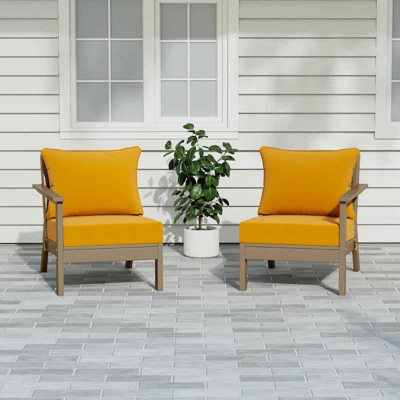 Polytrends Birchwood All Weather HDPE Outdoor Patio Deep Seating Weathered Wood Loveseat (2-Piece)