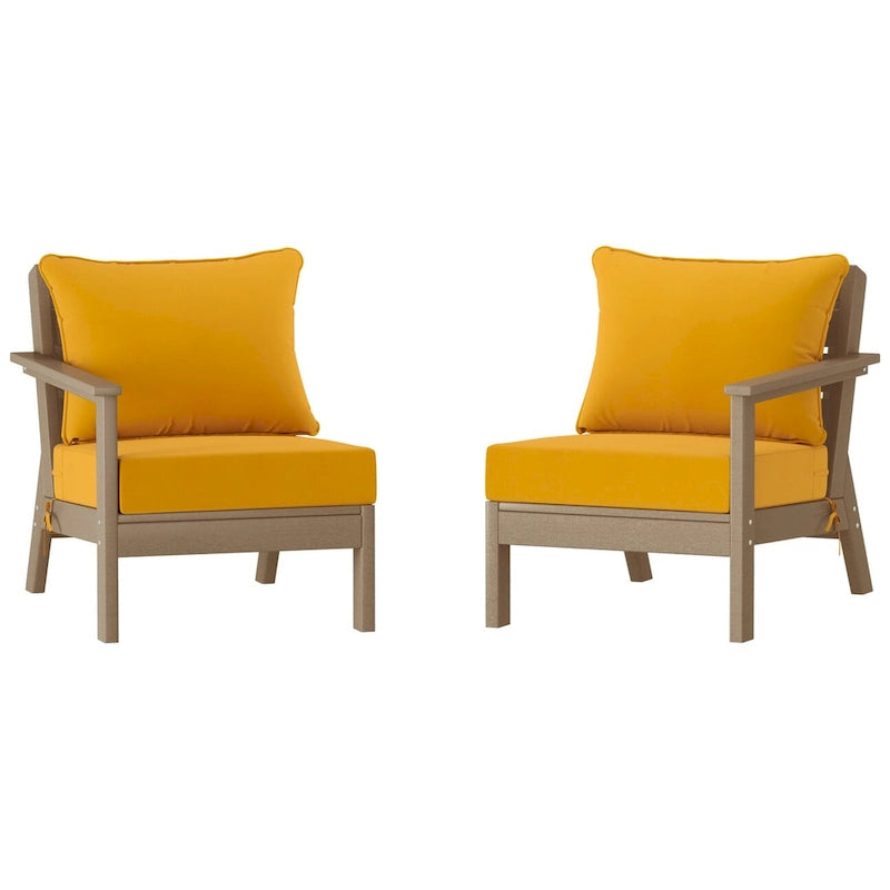 Polytrends Birchwood All Weather HDPE Outdoor Patio Deep Seating Weathered Wood Loveseat (2-Piece)