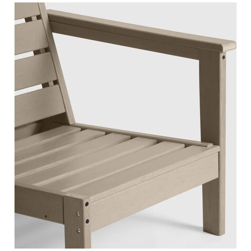 Polytrends Birchwood All Weather HDPE Outdoor Patio Deep Seating Weathered Wood Loveseat (2-Piece)