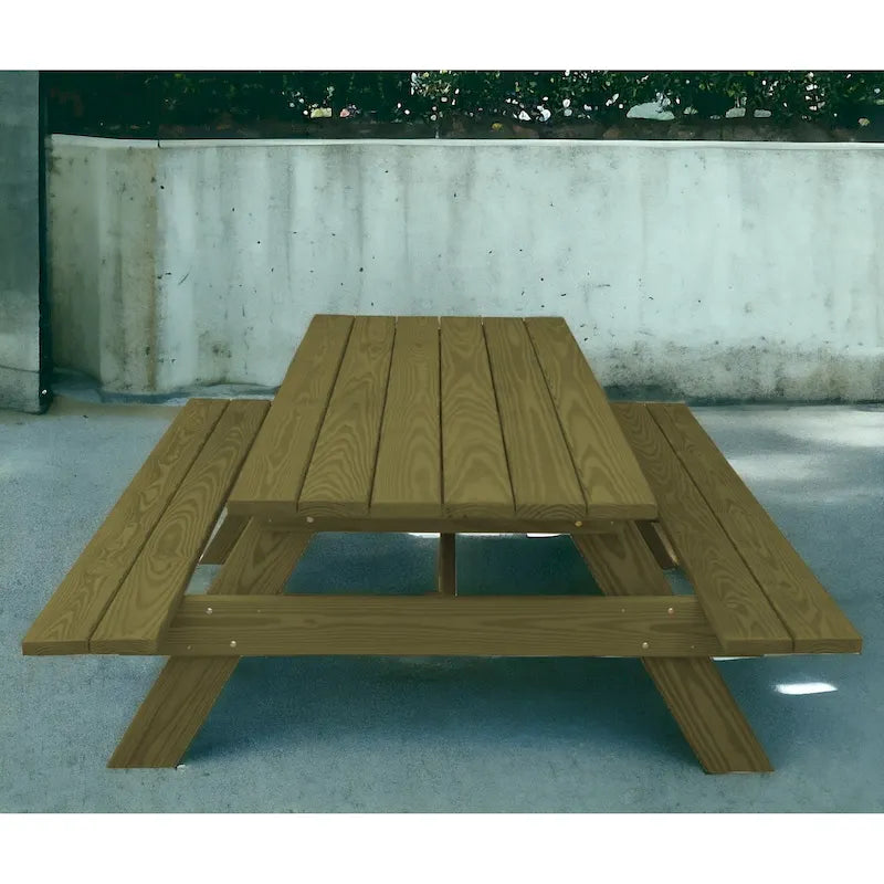 HomeRoots 94  Green Solid Wood Outdoor Picnic Table