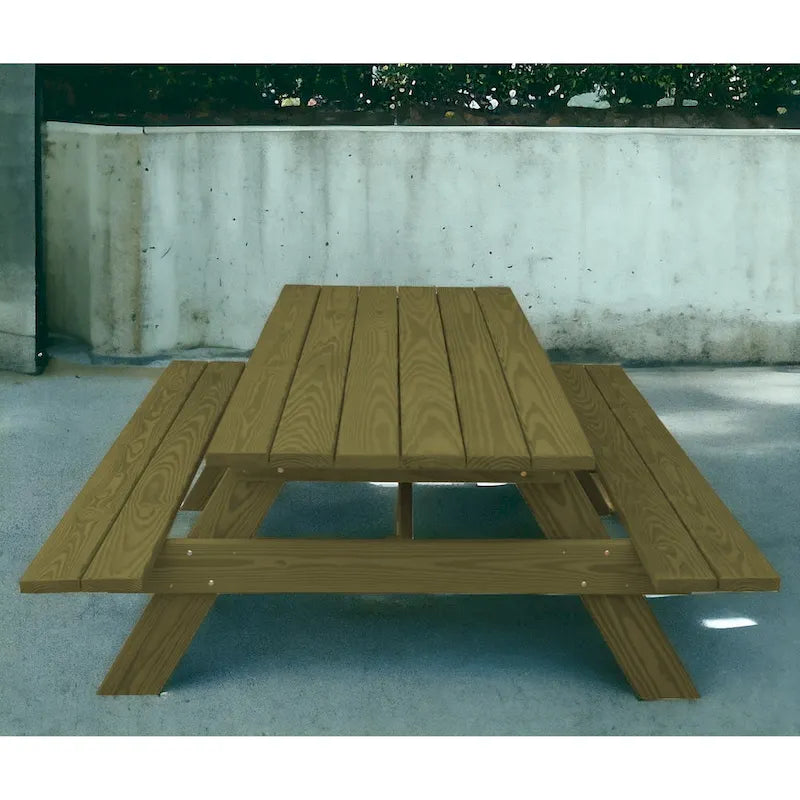 HomeRoots 94  Green Solid Wood Outdoor Picnic Table
