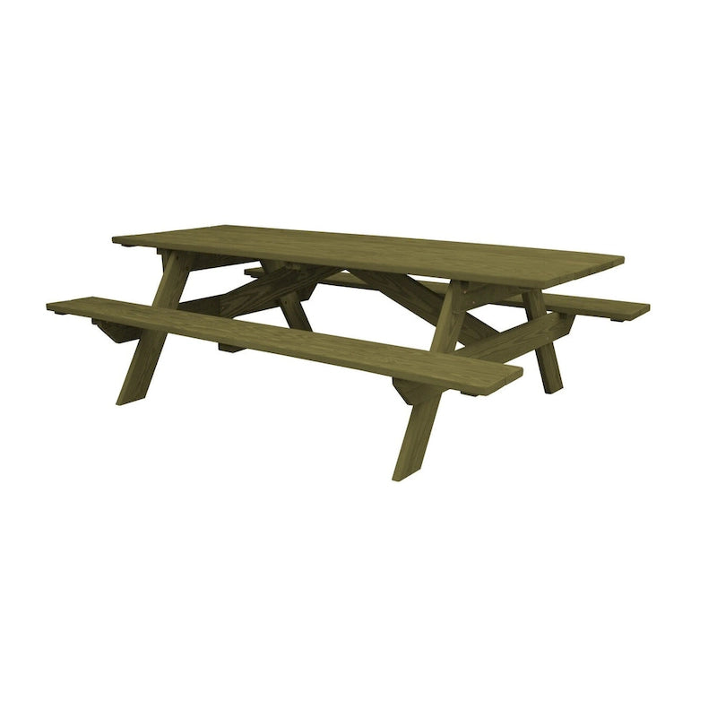 HomeRoots 94  Green Solid Wood Outdoor Picnic Table