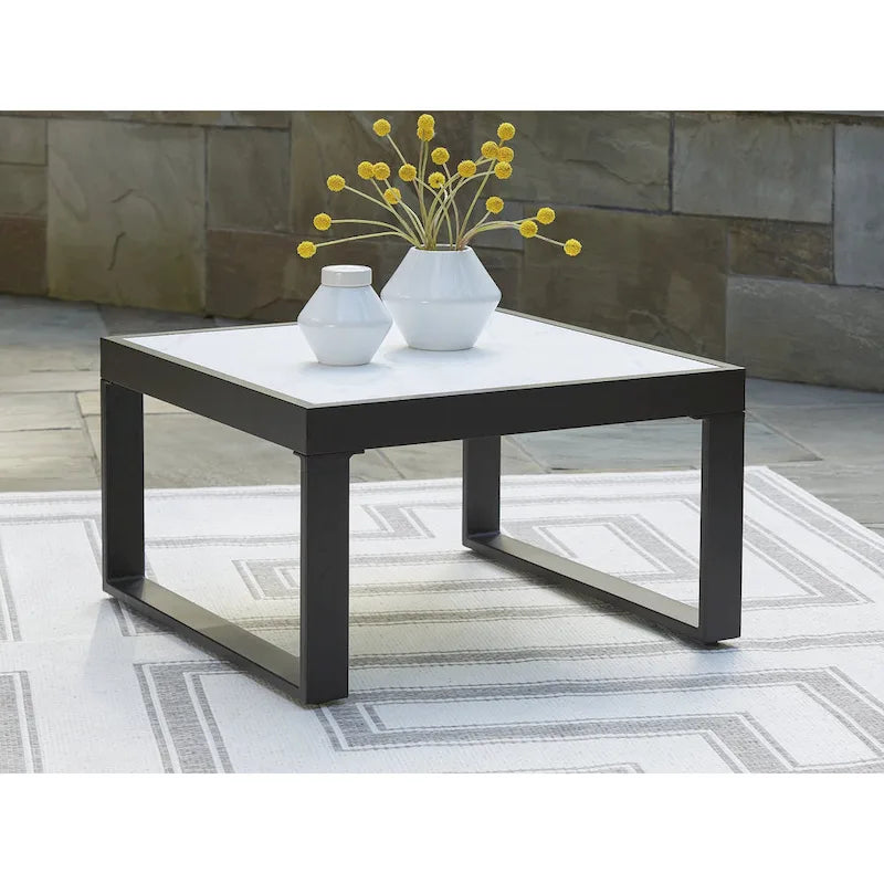 Signature Design by Ashley Beachloft Black/Gray Outdoor Coffee Table - 30 W x 30 D x 18 H