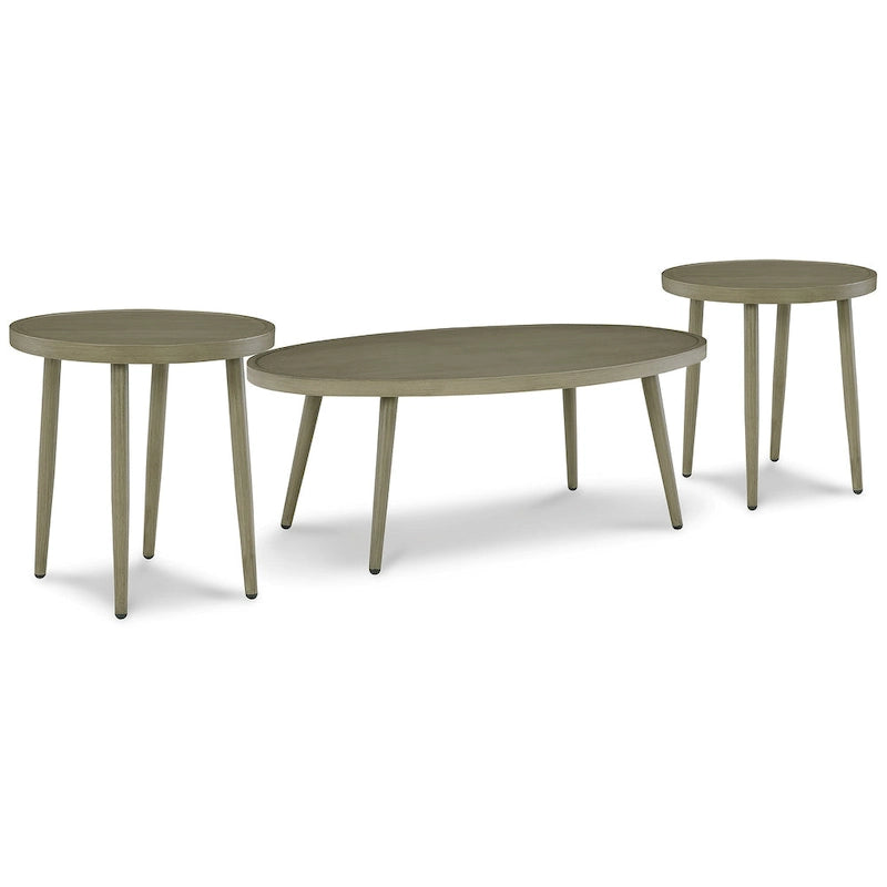 Signature Design by Ashley Swiss Valley Brown 3-Piece Outdoor Occasional Table Package - 48  W x 30  D x 18  H