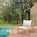 7-seater Modern Outdoor Acacia Wood Sofa Set with Sleek Coffee Table and Removable Cushions