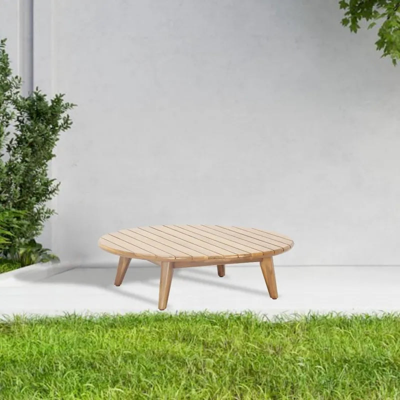 7-seater Modern Outdoor Acacia Wood Sofa Set with Sleek Coffee Table and Removable Cushions