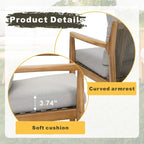 7-seater Modern Outdoor Acacia Wood Sofa Set with Sleek Coffee Table and Removable Cushions