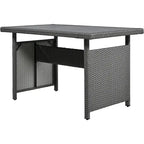 5-Piece Outdoor Rattan Sectional Sofa Set with Dining Table, Bench, and 2 Extendable Side Tables