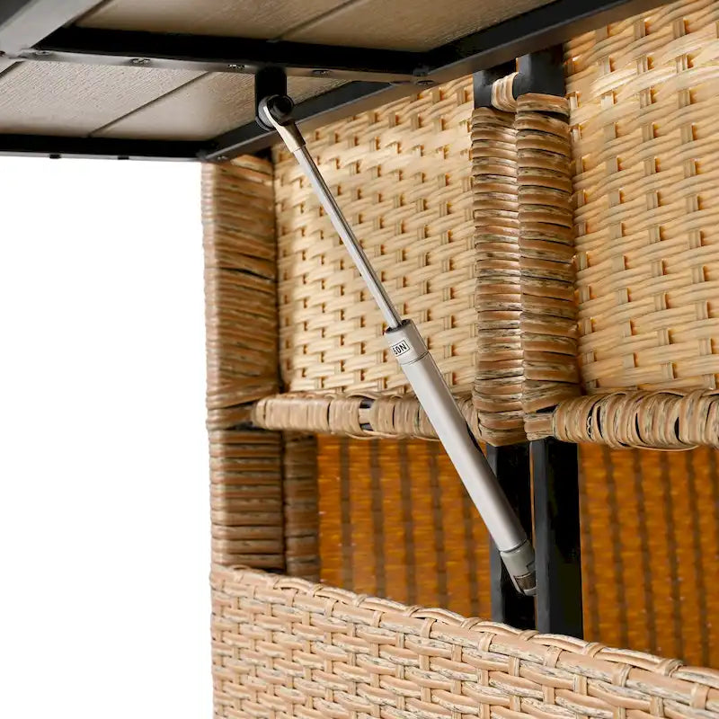 5-Piece Outdoor Rattan Sectional Sofa Set with Dining Table, Bench, and 2 Extendable Side Tables