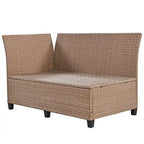5-Piece Outdoor Rattan Sectional Sofa Set with Dining Table, Bench, and 2 Extendable Side Tables