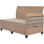 5-Piece Outdoor Rattan Sectional Sofa Set with Dining Table, Bench, and 2 Extendable Side Tables