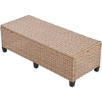 5-Piece Outdoor Rattan Sectional Sofa Set with Dining Table, Bench, and 2 Extendable Side Tables