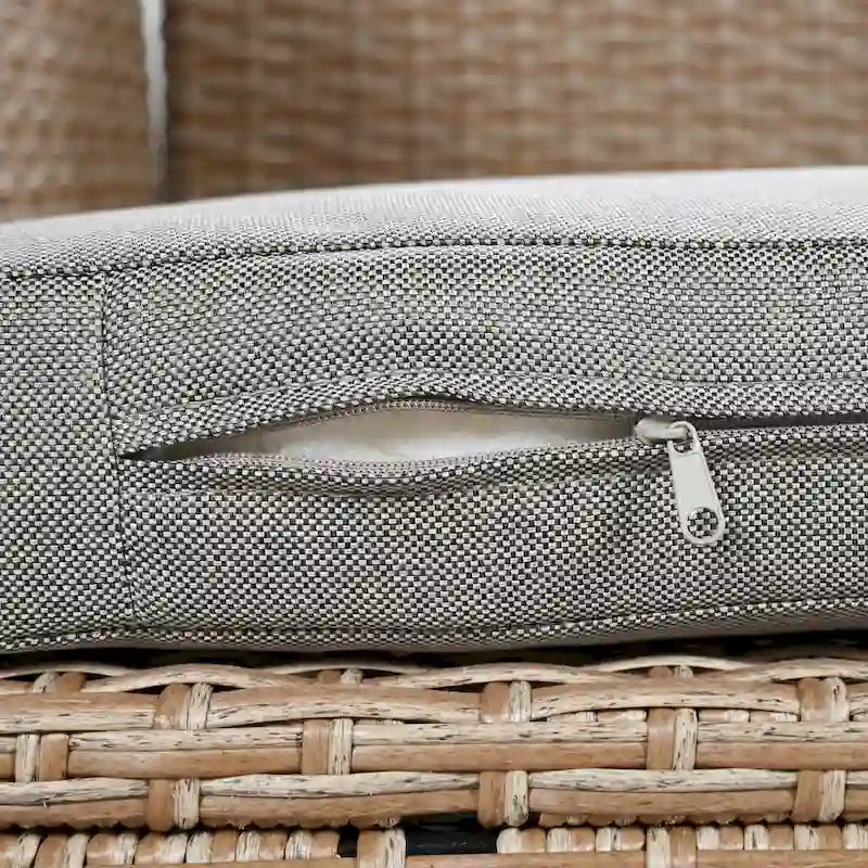 5-Piece Outdoor Rattan Sectional Sofa Set with Dining Table, Bench, and 2 Extendable Side Tables