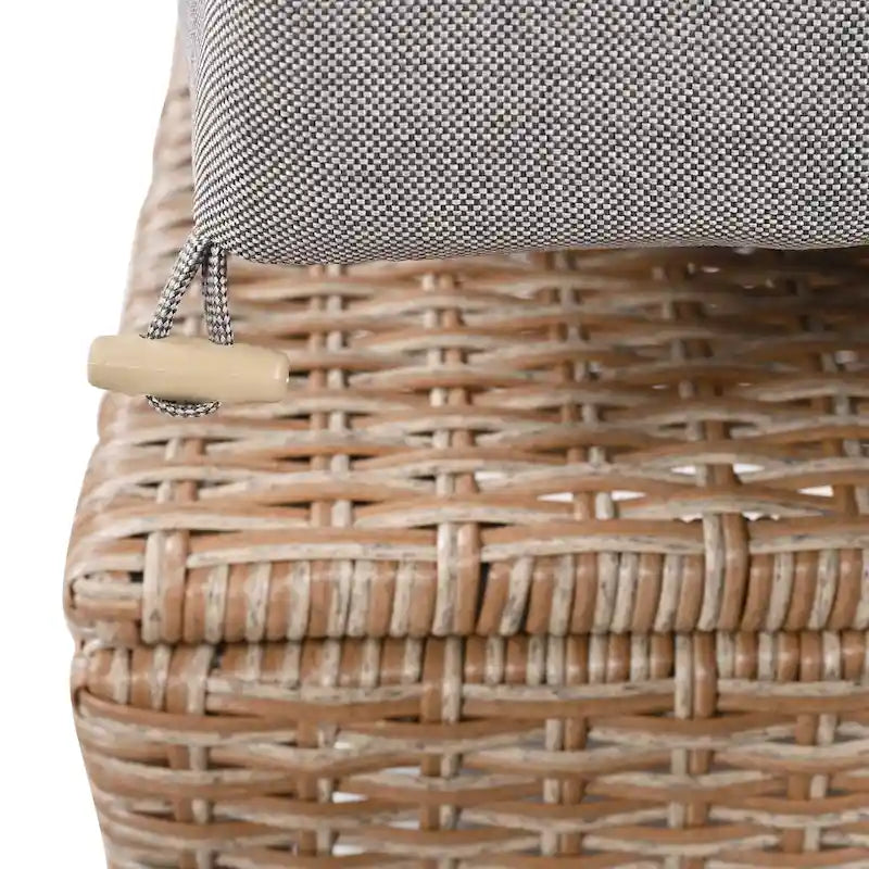 5-Piece Outdoor Rattan Sectional Sofa Set with Dining Table, Bench, and 2 Extendable Side Tables