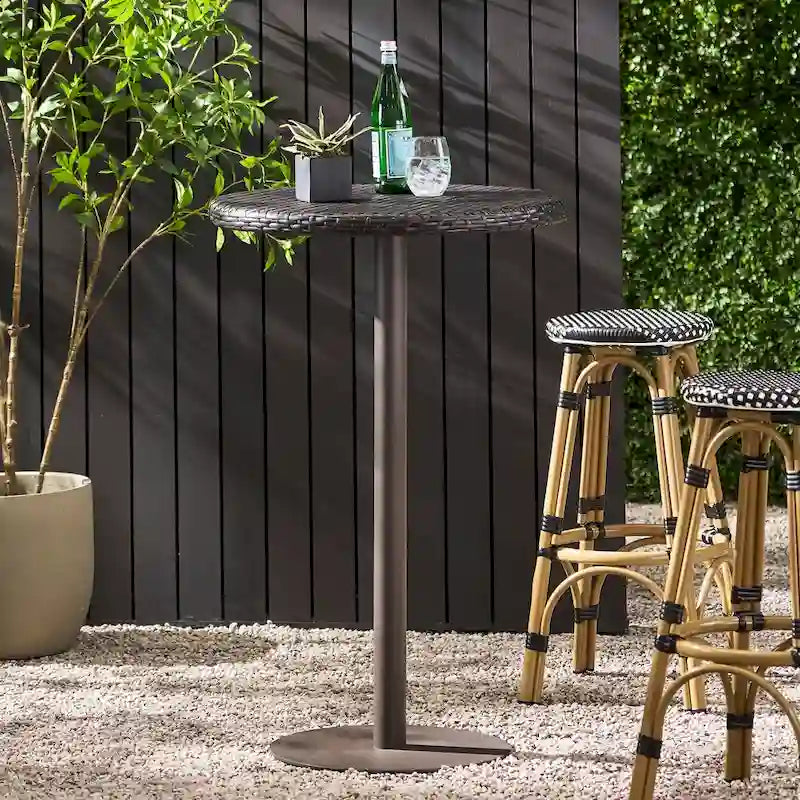 Outdoor 26  Round PE Rattan Bar Table