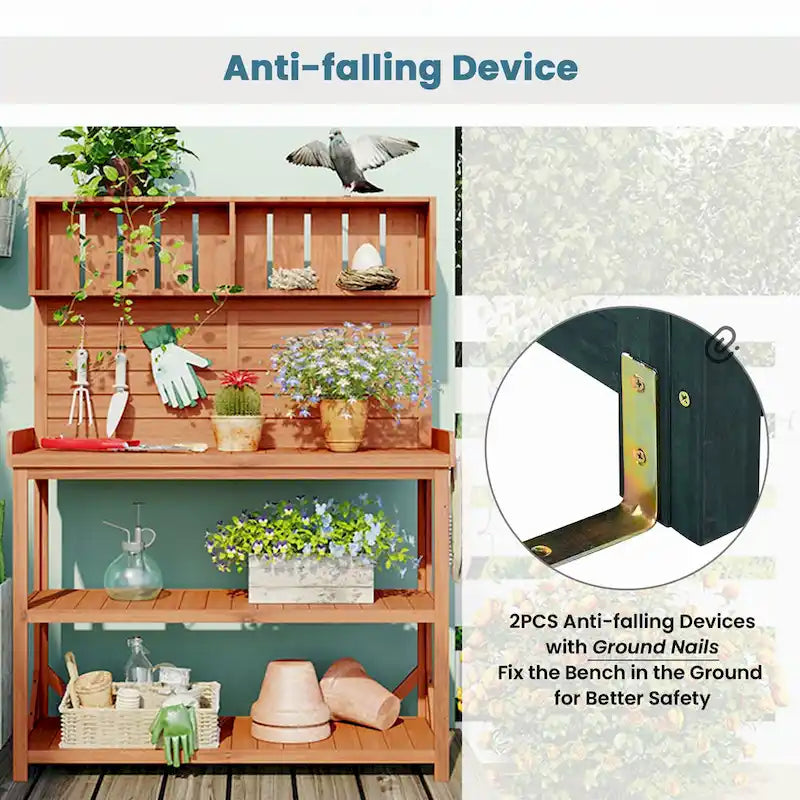 Rustic Outdoor Potting Bench Table