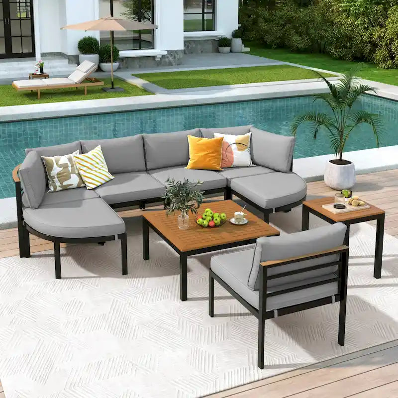 Modern Outdoor Sectional Sofa Set Patio Seating Group Outdoor Conversation Set with Cushions for Patio, Backyard, Garden
