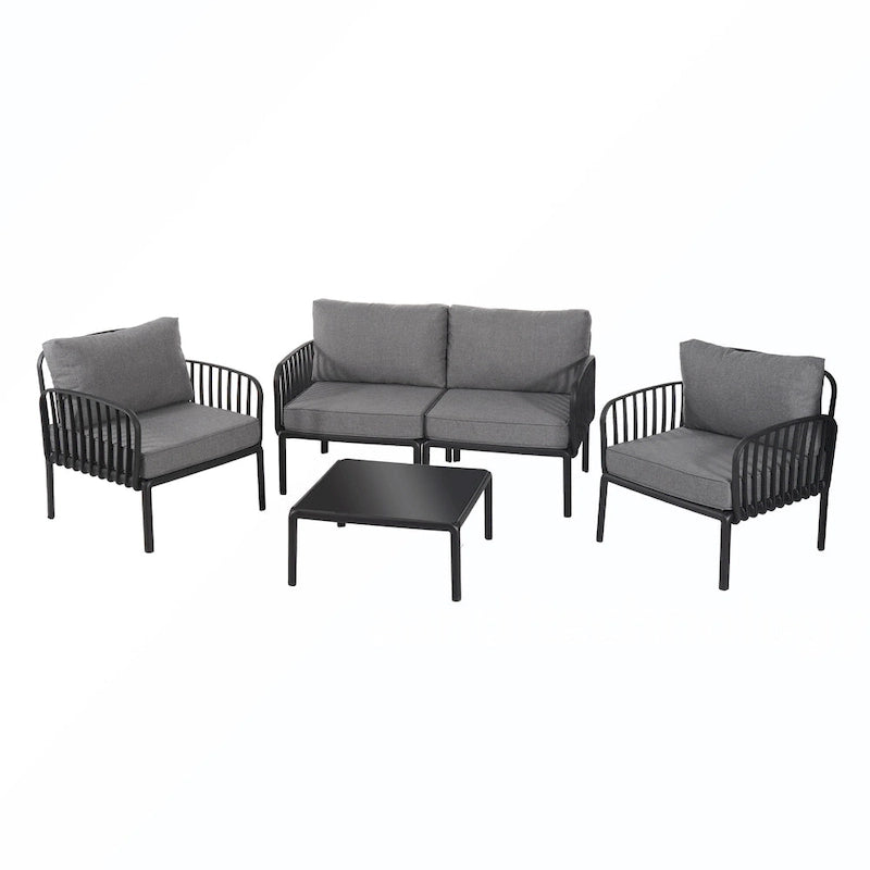 5PCS Plastic Rattan Sofa Set With Cushion