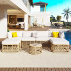 7PCS Outdoor Rattan Sectional Sofa Set With Cushions