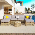 7PCS Outdoor Rattan Sectional Sofa Set With Cushions