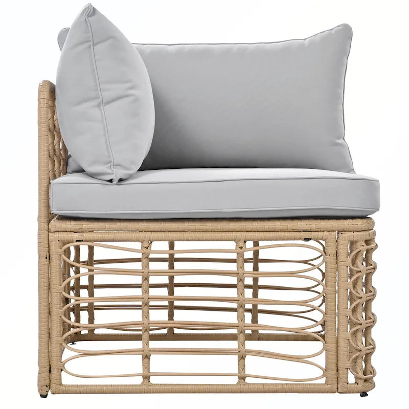 7PCS Outdoor Rattan Sectional Sofa Set With Cushions