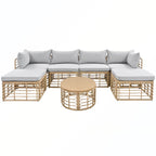 7PCS Outdoor Rattan Sectional Sofa Set With Cushions