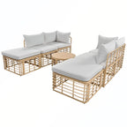 7PCS Outdoor Rattan Sectional Sofa Set With Cushions