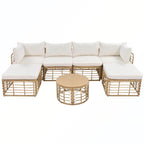 7PCS Outdoor Rattan Sectional Sofa Set With Cushions