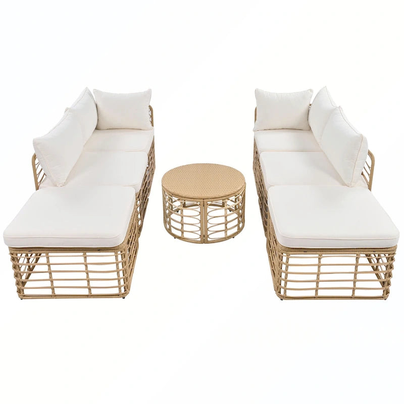 7PCS Outdoor Rattan Sectional Sofa Set With Cushions