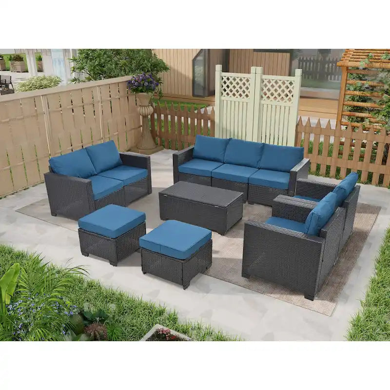 10 Piece PE Rattan Patio Furniture Set