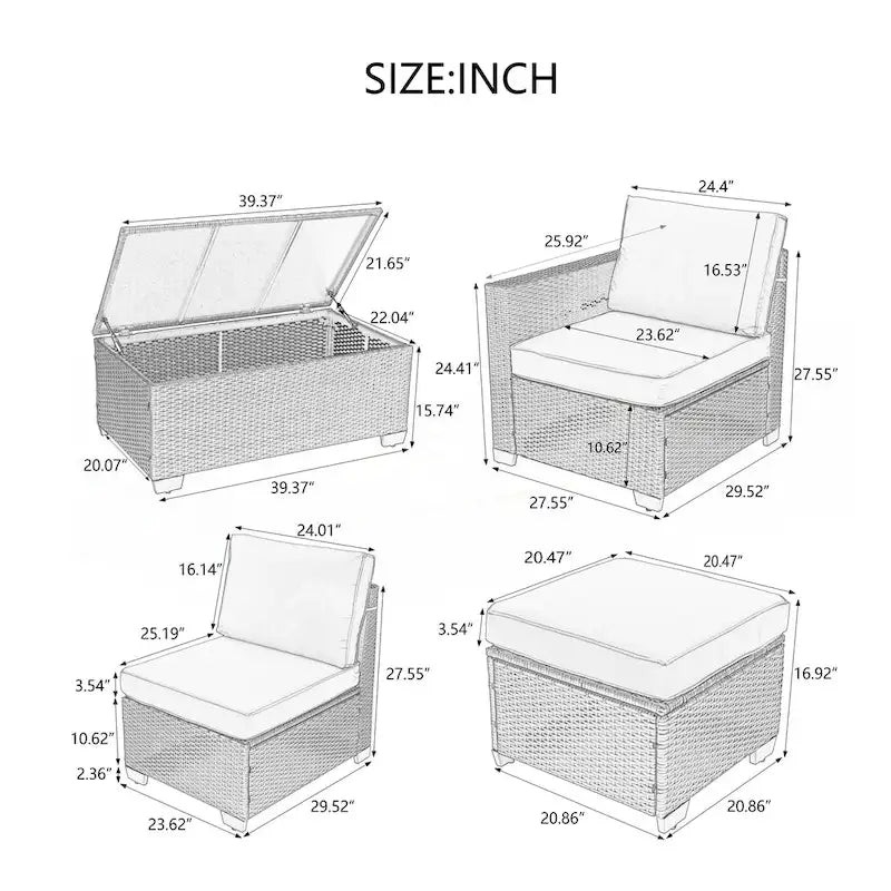 10 Piece PE Rattan Patio Furniture Set