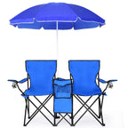 Portable Folding Picnic Double Chair with Umbrella Table Cooler Beach