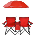 Portable Folding Picnic Double Chair with Umbrella Table Cooler Beach