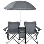 Portable Folding Picnic Double Chair with Umbrella Table Cooler Beach
