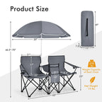 Portable Folding Picnic Double Chair with Umbrella Table Cooler Beach