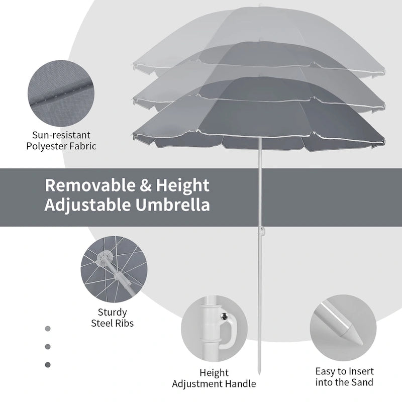 Portable Folding Picnic Double Chair with Umbrella Table Cooler Beach