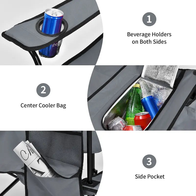 Portable Folding Picnic Double Chair with Umbrella Table Cooler Beach