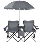 Portable Folding Picnic Double Chair with Umbrella Table Cooler Beach