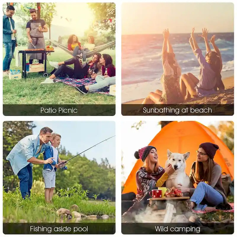 Portable Folding Picnic Double Chair with Umbrella Table Cooler Beach