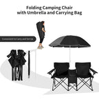 Portable Folding Picnic Double Chair with Umbrella Table Cooler Beach
