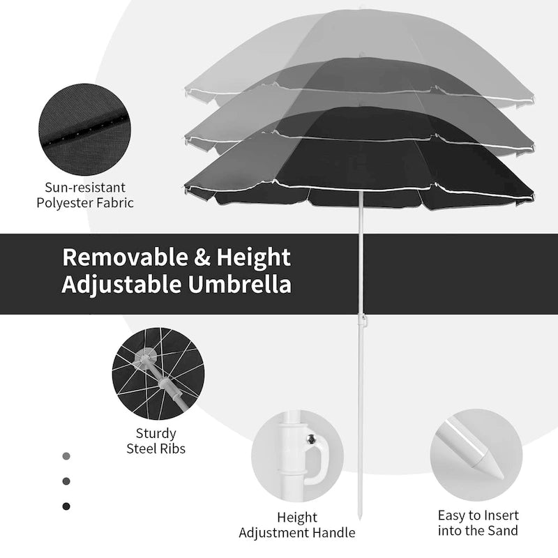 Portable Folding Picnic Double Chair with Umbrella Table Cooler Beach