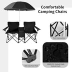 Portable Folding Picnic Double Chair with Umbrella Table Cooler Beach