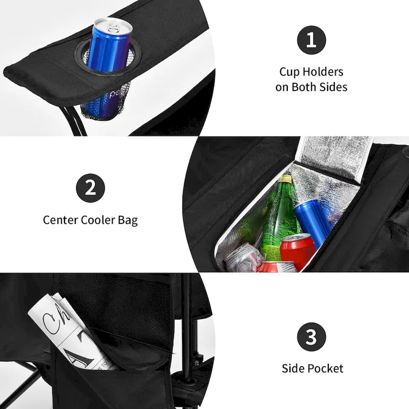 Portable Folding Picnic Double Chair with Umbrella Table Cooler Beach