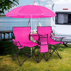 Portable Folding Picnic Double Chair with Umbrella Table Cooler Beach