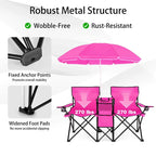 Portable Folding Picnic Double Chair with Umbrella Table Cooler Beach