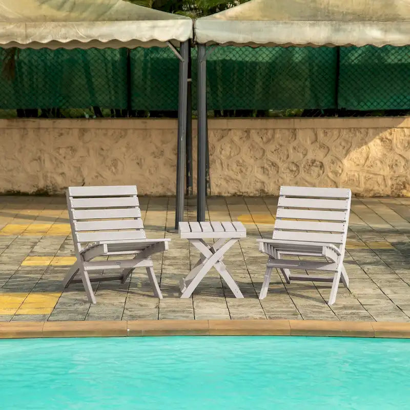 Versailles Quick Assembly All-Weather Outdoor Folding Patio Chair and Table Set - 3-piece