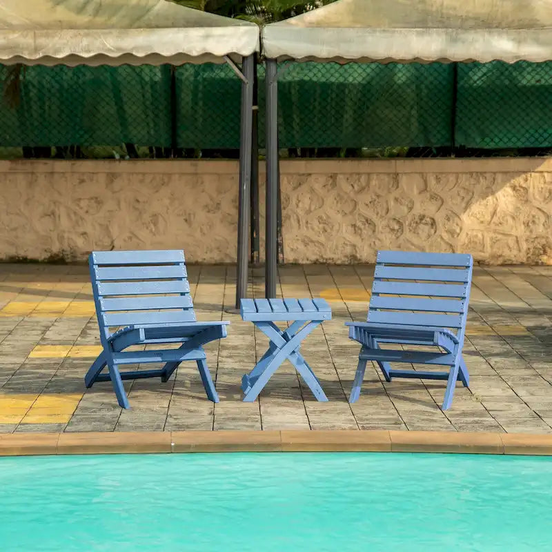 Versailles Quick Assembly All-Weather Outdoor Folding Patio Chair and Table Set - 3-piece