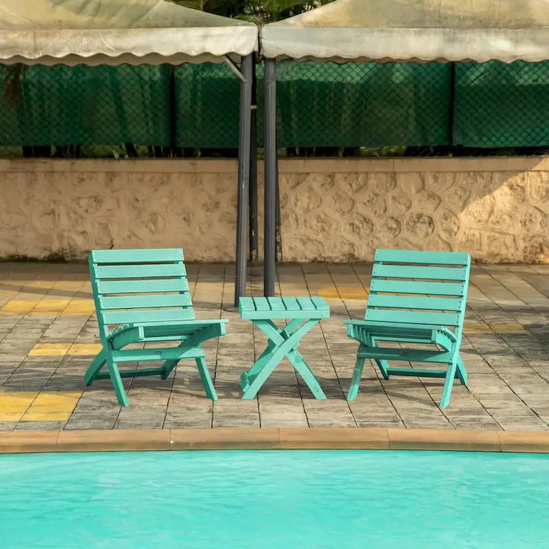 Versailles Quick Assembly All-Weather Outdoor Folding Patio Chair and Table Set - 3-piece