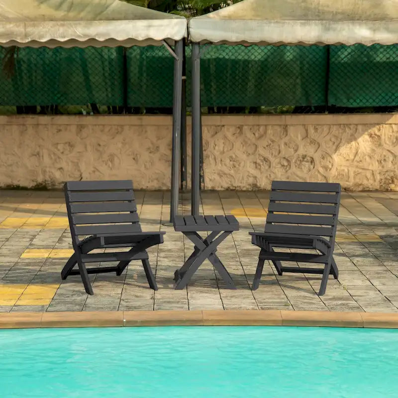 Versailles Quick Assembly All-Weather Outdoor Folding Patio Chair and Table Set - 3-piece