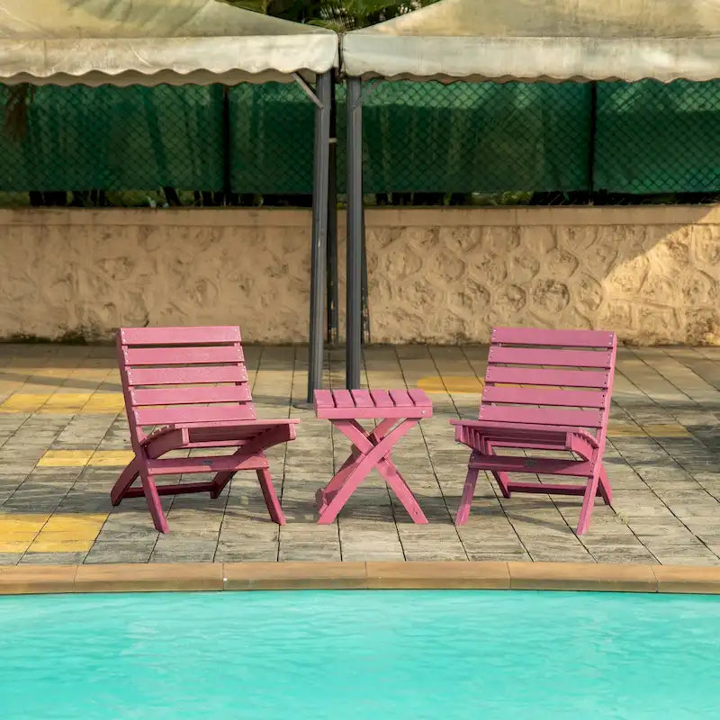 Versailles Quick Assembly All-Weather Outdoor Folding Patio Chair and Table Set - 3-piece